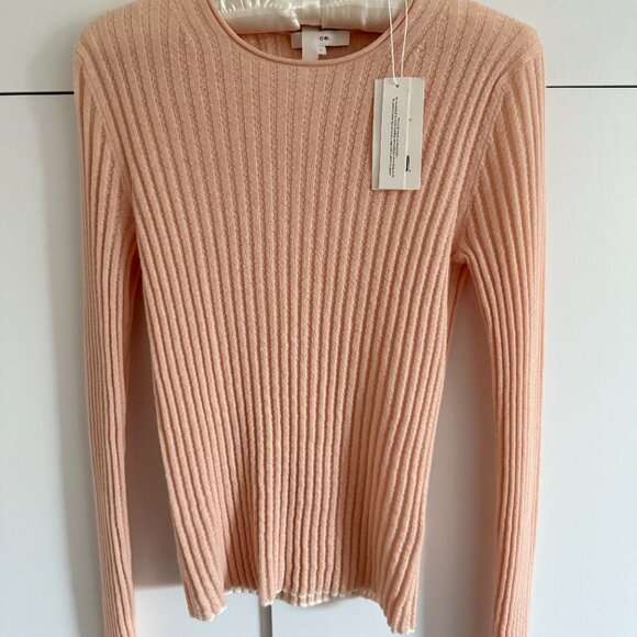 Vince 100% Cashmere Ribbed Crew Pullover Sweater, pink, S, NWT - Picture 2 of 2